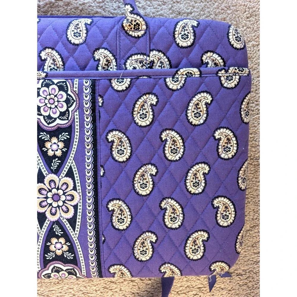 Vera Bradley Quilted Purple Paisley Laptop Messenger Crossbody Bag